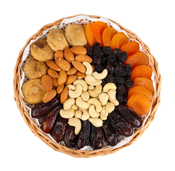 Different dried fruits isolated on white — Stock Photo, Image