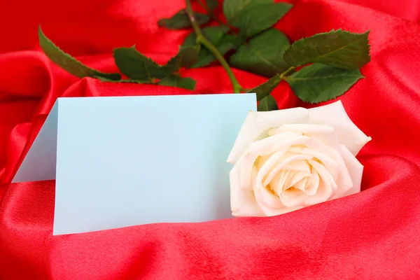 Beautiful rose on red cloth Stock Photo