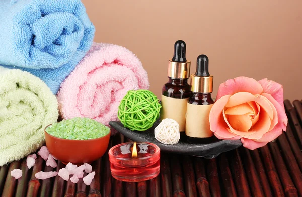 Spa setting on brown background — Stock Photo, Image