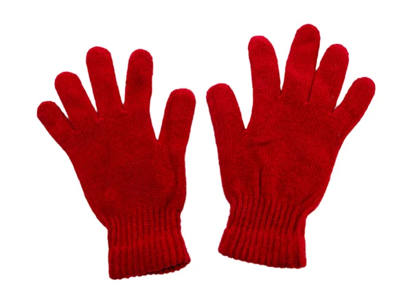 Woman knitted gloves, isolated on white — Stock Photo, Image