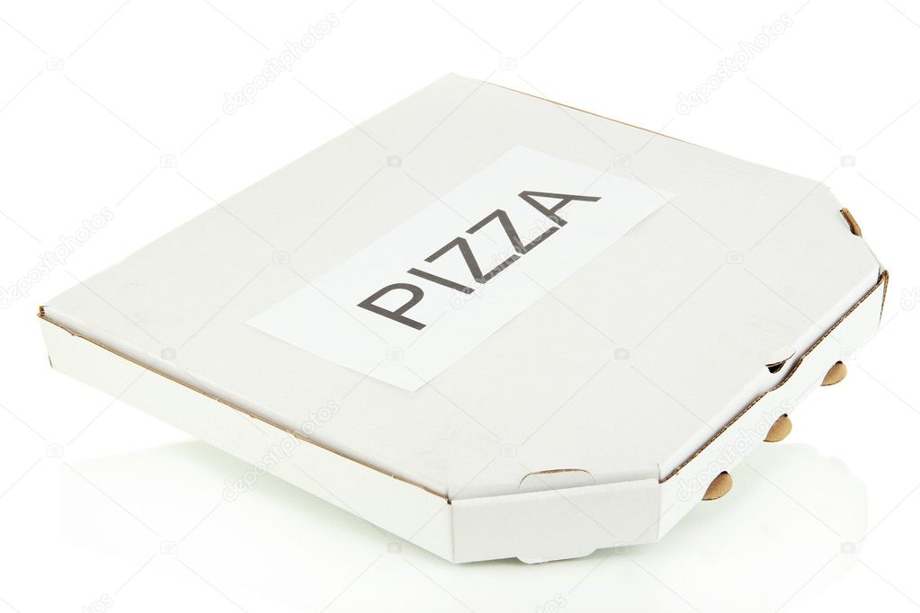 closed box with pizza isolated on white