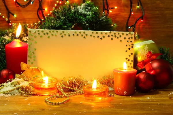 Beautiful Christmas composition on wooden background — Stock Photo, Image