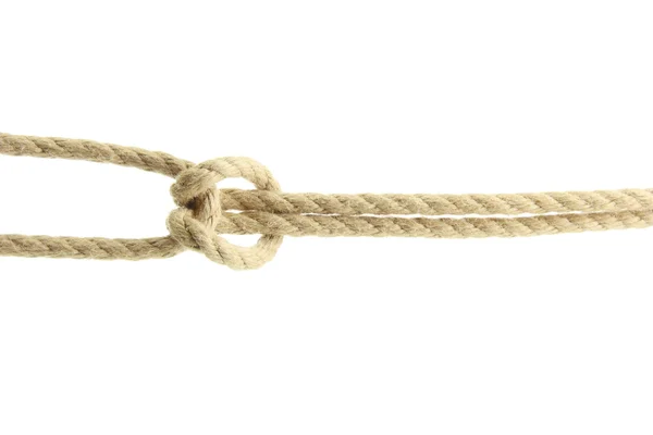 Rope with knot, isolated on white — Stock Photo, Image