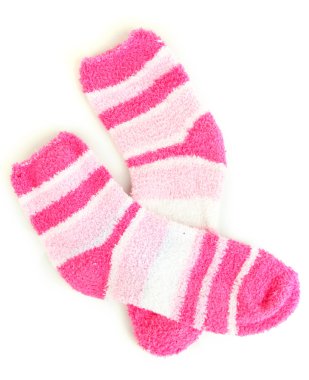 Çift çizgili çorap üzerine beyaz izole