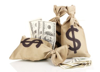 beyaz izole para ile çanta