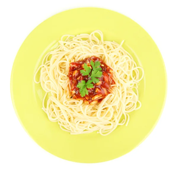 Spaghetti italiani in lastra isolata su bianco — Foto Stock