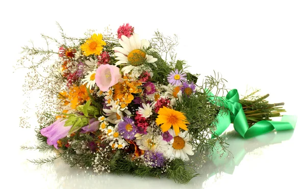 Beautiful bouquet of bright wildflowers, isolated on white — Stock Photo, Image