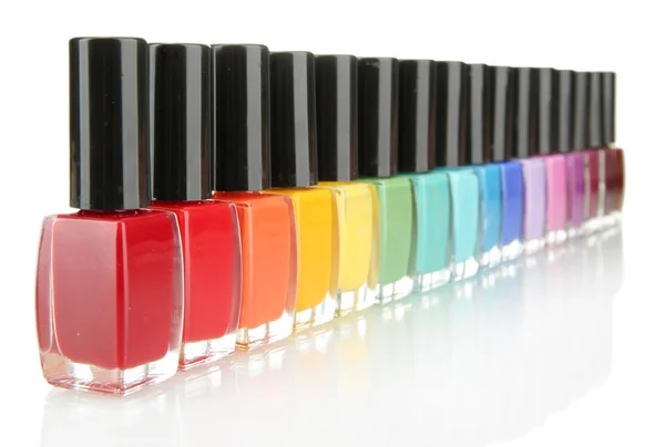 Group of bright nail polishes isolated on white — Stock Photo, Image