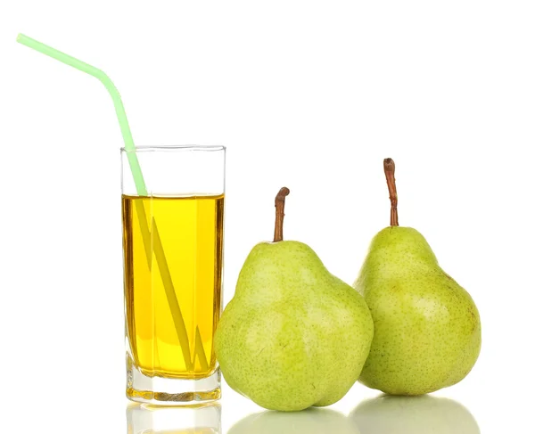 Succo di pera in un bicchiere isolato su bianco — Foto Stock