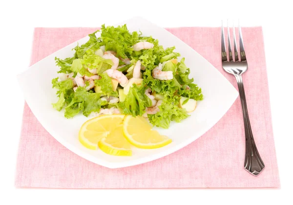 Deliciosos camarones marinados en plato aislado en blanco —  Fotos de Stock