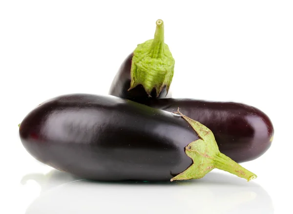 Fresh eggplants isolated on white Stock Photo