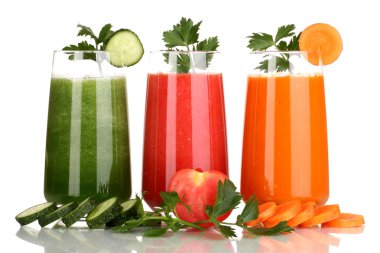 Fresh vegetable juices isolated on white clipart