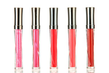 güzel dudak glosses, üzerinde beyaz izole