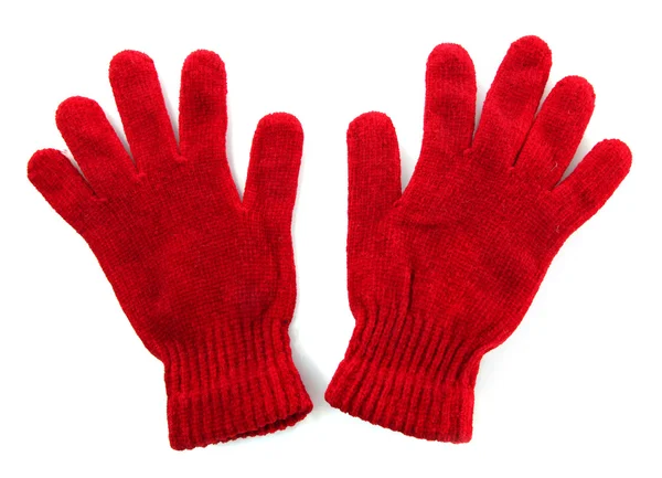 Woman knitted gloves, isolated on white — Stock Photo, Image