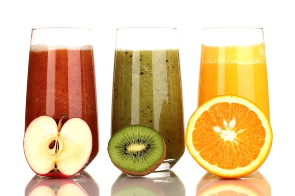 Fresh fruit juices isolated on white — Stock Photo, Image