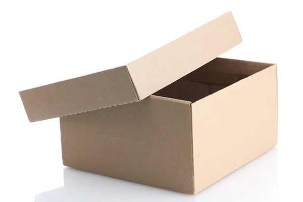 Бумажная коробка, изолированная на белом — стоковое фото