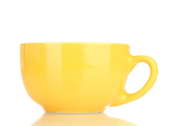 Yellow cup and saucer isolated on white — Stock Photo, Image