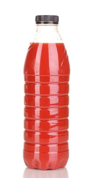 Succo di pomodoro in bottiglia isolato su bianco — Foto Stock