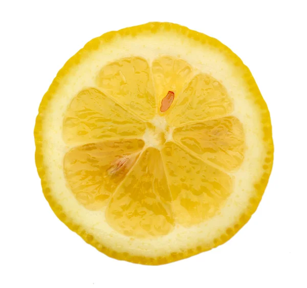 Φέτα λεμονιού απομονωμένη σε λευκό — Φωτογραφία Αρχείου