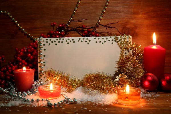 Beautiful Christmas composition on wooden background — Stock Photo, Image