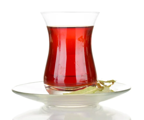 Glass of Turkish tea isolated on white — Stock Photo, Image