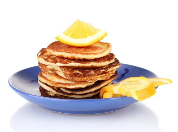 Deliciosos panqueques dulces aislados en blanco — Foto de Stock