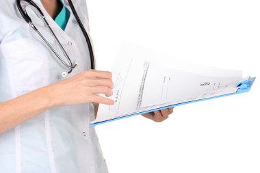 bir doktor reçete boş beyaz izole el