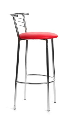 bar sandalye üzerinde beyaz izole kırmızı
