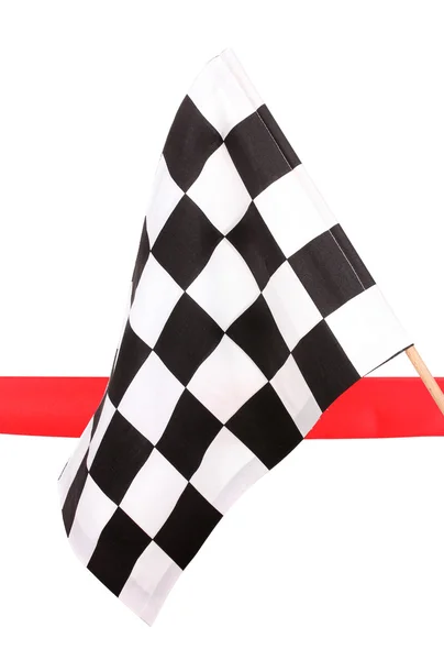 Checkered finish flag isolated on white — Stock Photo, Image