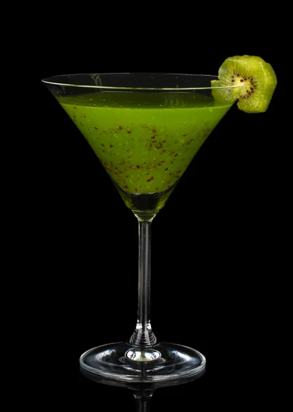 Green juice in coctail glass isolated on black — Stock Photo, Image