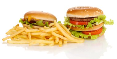 Fast food üzerinde beyaz izole