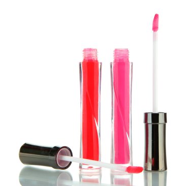 güzel dudak glosses, üzerinde beyaz izole