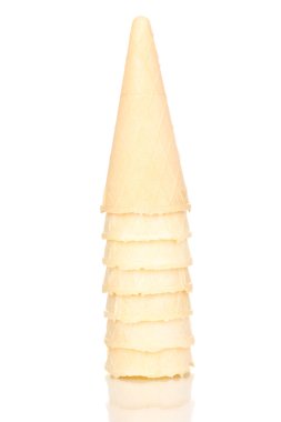 Waffle külah dondurma üzerine beyaz izole için