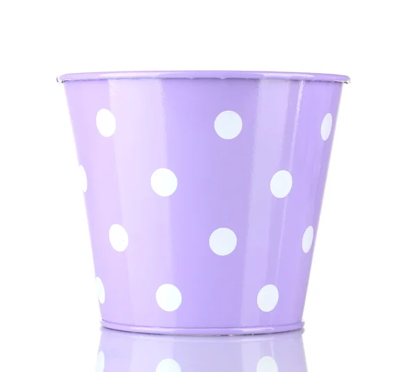 Purple bucket with white polka-dot isolated on white — Stock Photo, Image