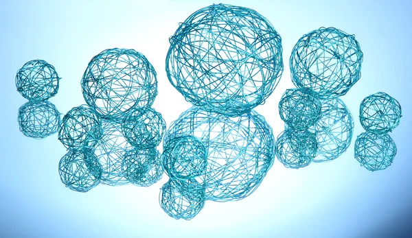 Beautiful decorative balls, on blue background — Stock Photo, Image