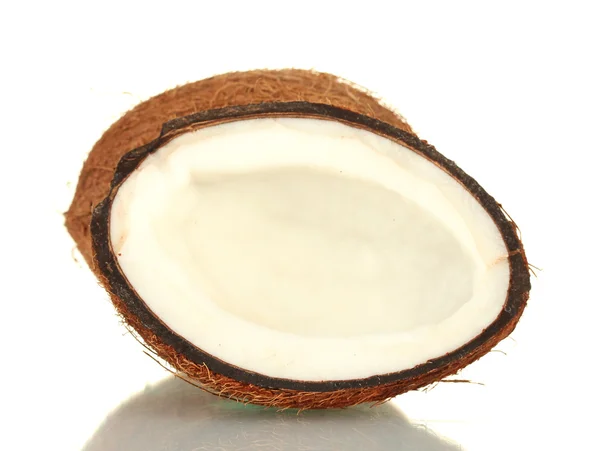 Half coconut isolated on white background close-up — Stock Photo, Image