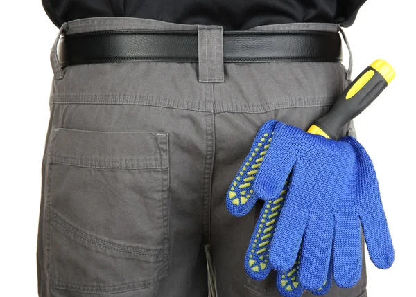 Gloves and instruments in back pocket close-up — Stock Photo, Image