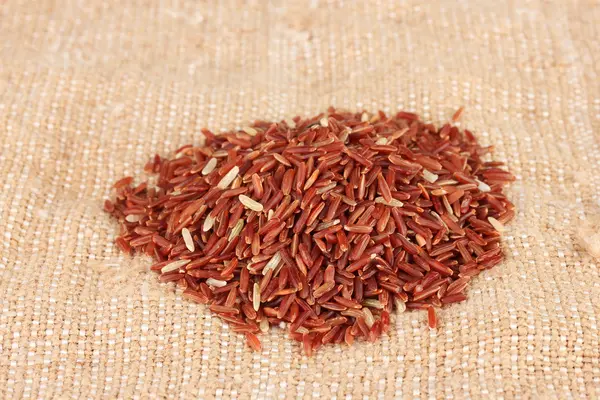 Kırmızı kahverengi pirinç ehlileştirmek üzerinde — Stok fotoğraf