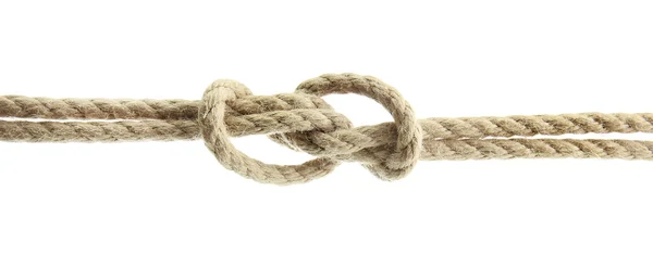 Rope with knot, isolated on white — Stock Photo, Image