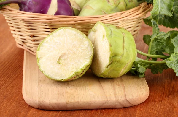 Fresh turnip on wooden background — Stock Photo, Image