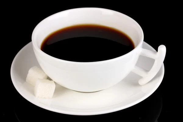 A cup of strong coffee isolated on black — Stock Photo, Image