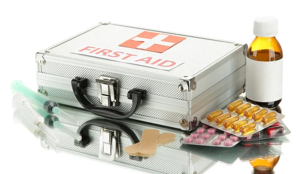 First aid box, isolated on white — Stock Photo, Image