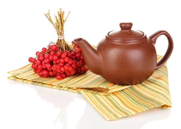 Te med röd viburnum isolerad på vit — Stockfoto
