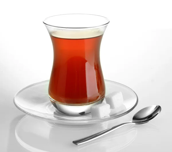 Glass of Turkish tea, isolated on white — Stock Photo, Image