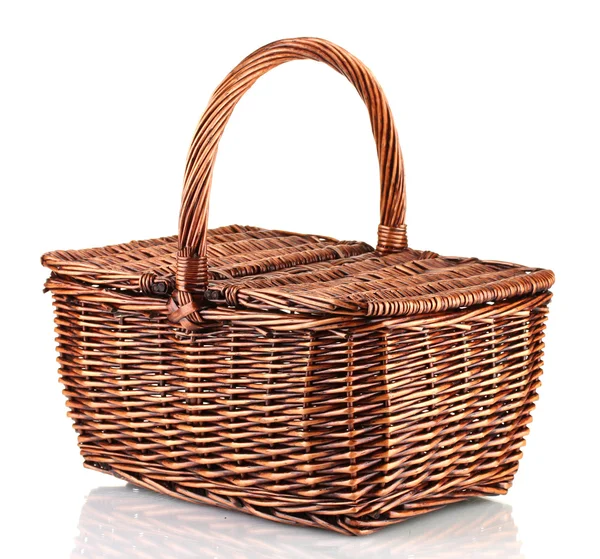 Picnic basket, isolated on white — Stock Photo, Image