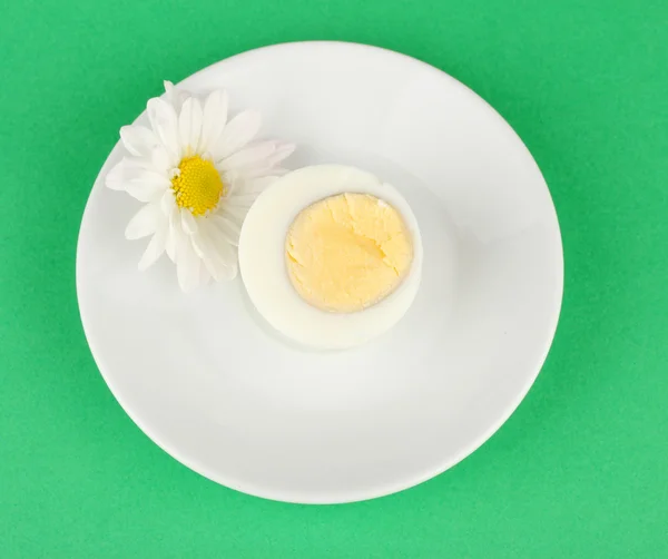 stock image Boiled egg on color background