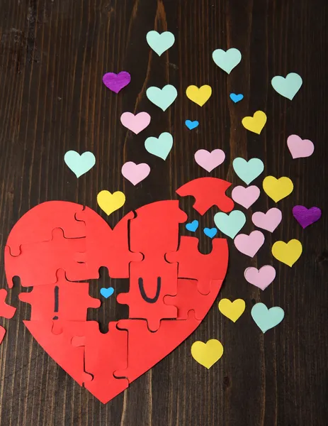 Puzzles in form of heart with words I — Stock Photo, Image