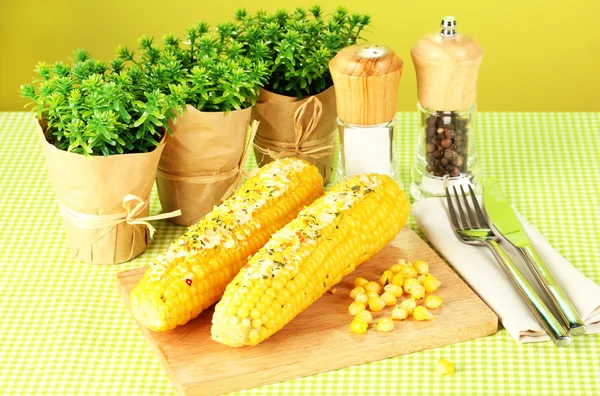 Boiled corn with butter and spices — Stock Photo, Image