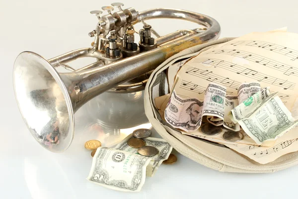 白で隔離されるお金の楽器 — ストック写真