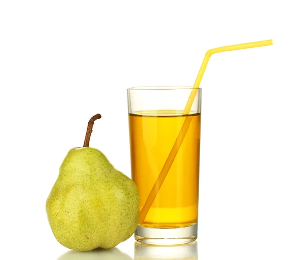 Succo di pera in un bicchiere isolato su bianco — Foto Stock